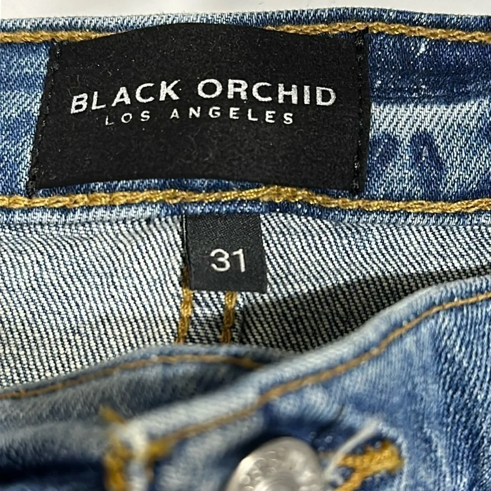 Black Orchid Joan Straight High Waist Distressed Denim Jeans Size 31 - EUC - Picture 3 of 5